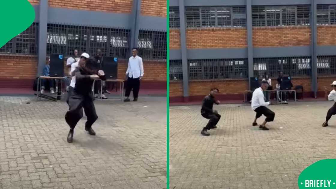 The visual on the right captured another pupil from the trio doing a popular dance move The visual on the right captured another pupil from the trio doing a popular dance move