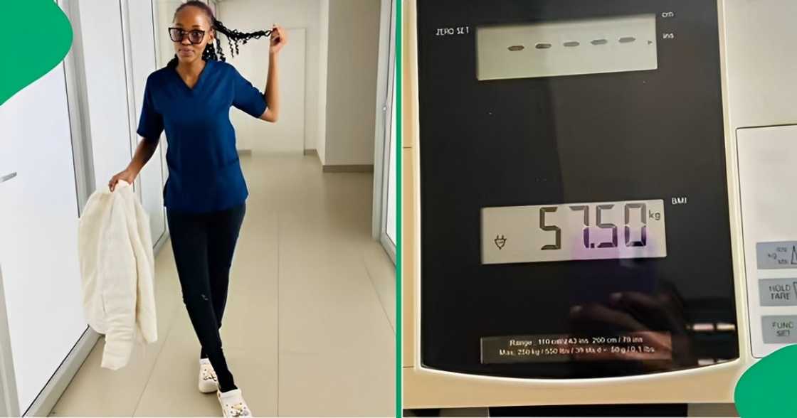 A woman used a scale to prove her weight gain