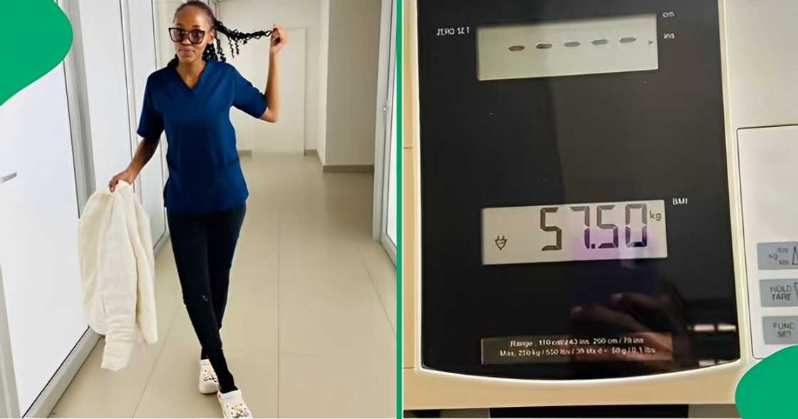 A woman used a scale to prove her weight gain A woman used a scale to prove her weight gain
