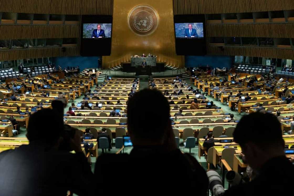 Russian Foreign Minister Sergei Lavrov addresses the 77th session of the United Nations General Assembly Russian Foreign Minister Sergei Lavrov addresses the 77th session of the United Nations General Assembly