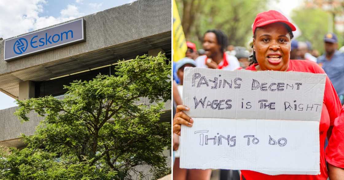 An Eskom sign sits on the exterior of the Eskom Holdings SOC Ltd. headquarters, South Africa's state-owned electricity utility at Megawatt Park in Sandton