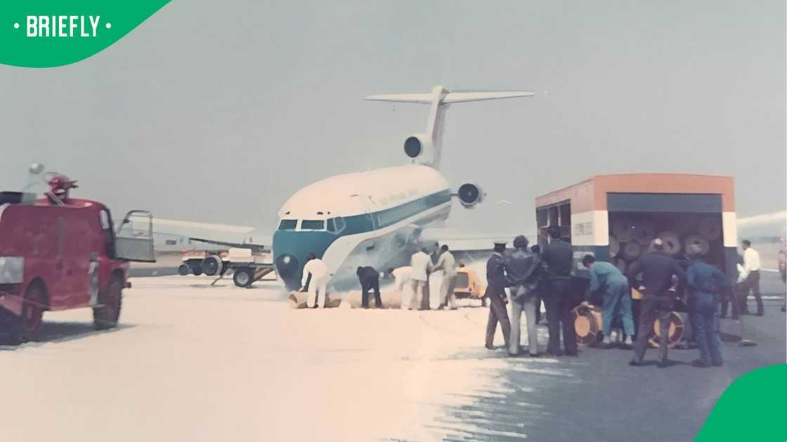 A still from a plane landing. A still from a plane landing.
