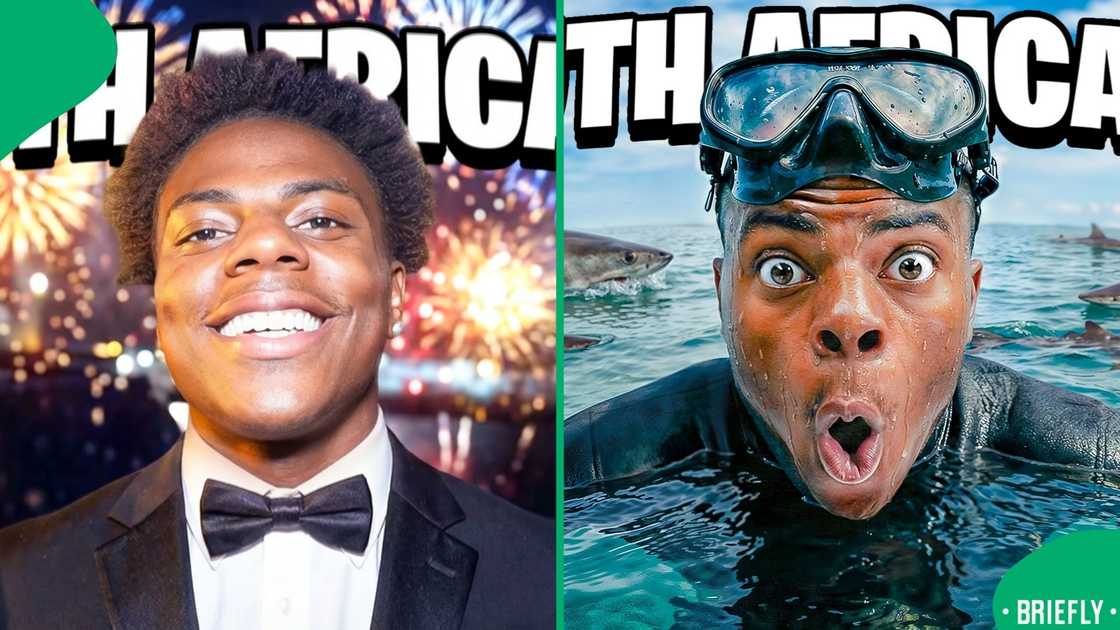 The image on the right showed IShowSpeed inside water