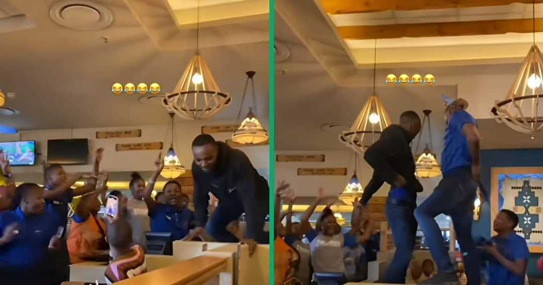 A TikTok video shows Spur workers dancing on tables. A TikTok video shows Spur workers dancing on tables.
