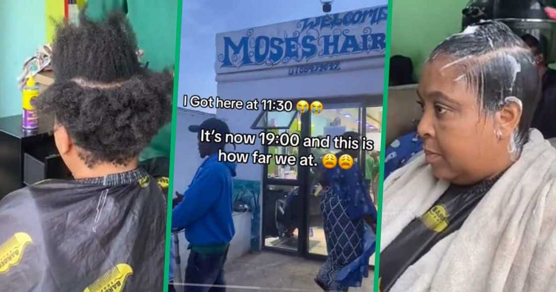 People queuing outside Moses Hair Salon in Soweto.