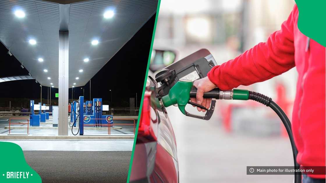 Petrol attendant filling up a tank.