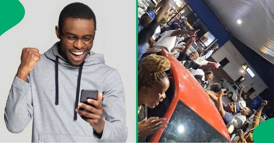 A choir partied at a petrol station A choir partied at a petrol station
