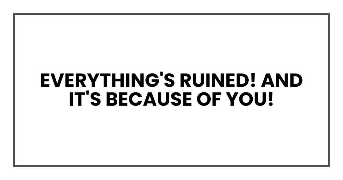 everything's RUINED! And it's because of you!