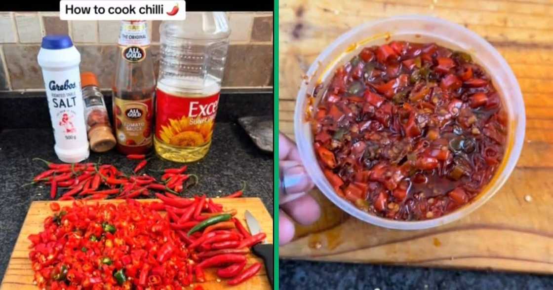 Man cooks hot and spicy chilli at home Man cooks hot and spicy chilli at home
