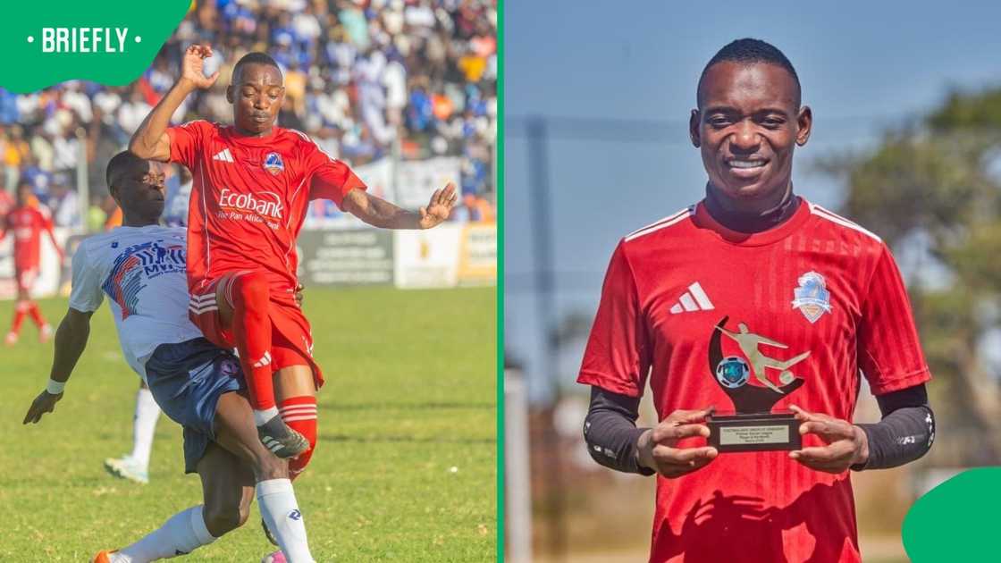 Khama Billiat holding his player of the month award Khama Billiat holding his player of the month award