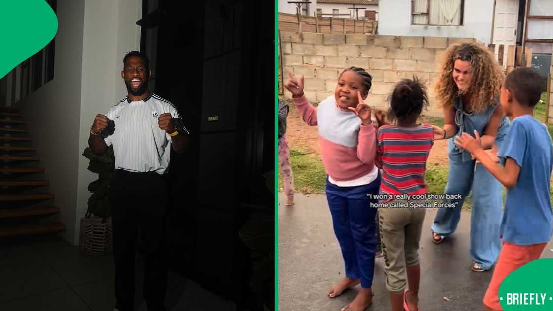 The humanitarian and fitness guru was seen laughing, looking happy while playing in the street The humanitarian and fitness guru was seen laughing, looking happy while playing in the street