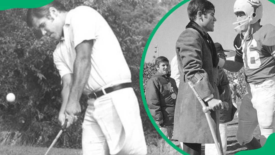 Freddie golfing after his amputation. Freddie golfing after his amputation.