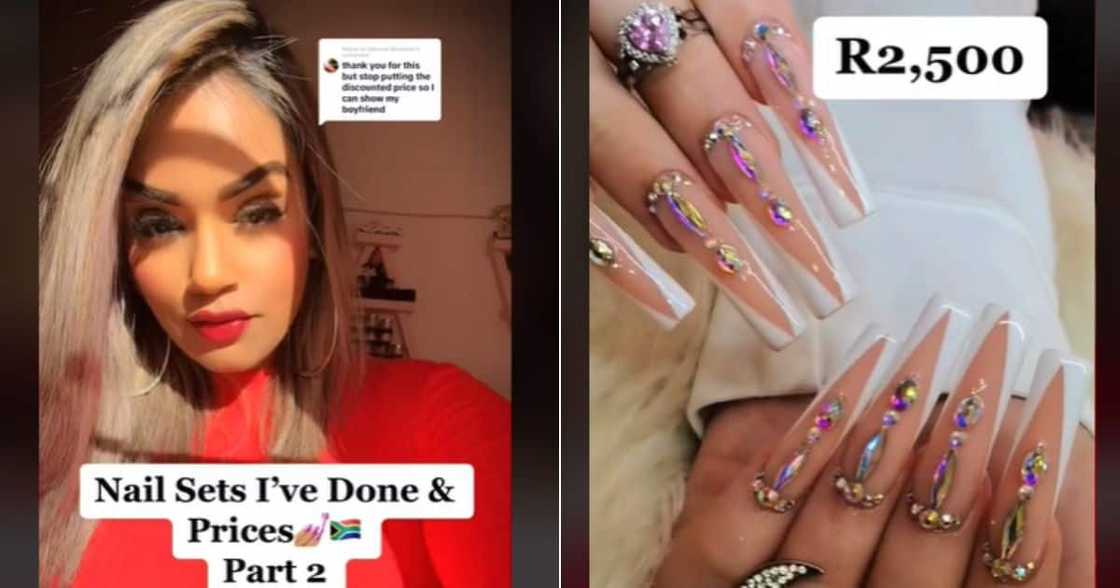 TikTok video of nail's made up prices to help wmen fool their baes