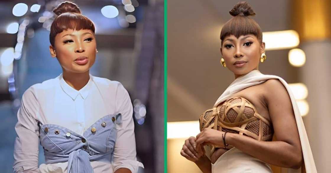 Enhle Mbali looked like royalty in her two-piece swimsuit. Enhle Mbali looked like royalty in her two-piece swimsuit.