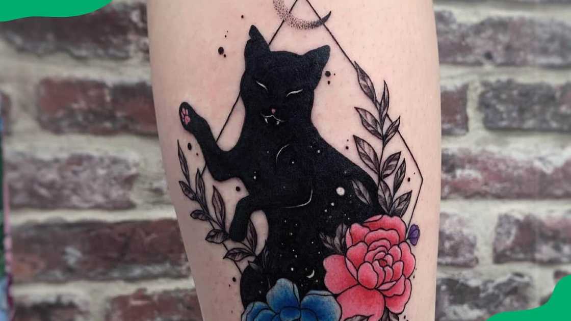 Black cat tattoo