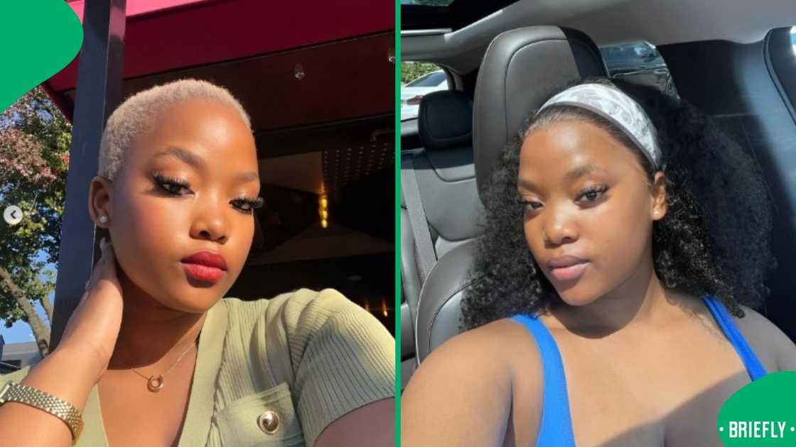 A woman showed a Valentine's Day outfit. A woman showed a Valentine's Day outfit.