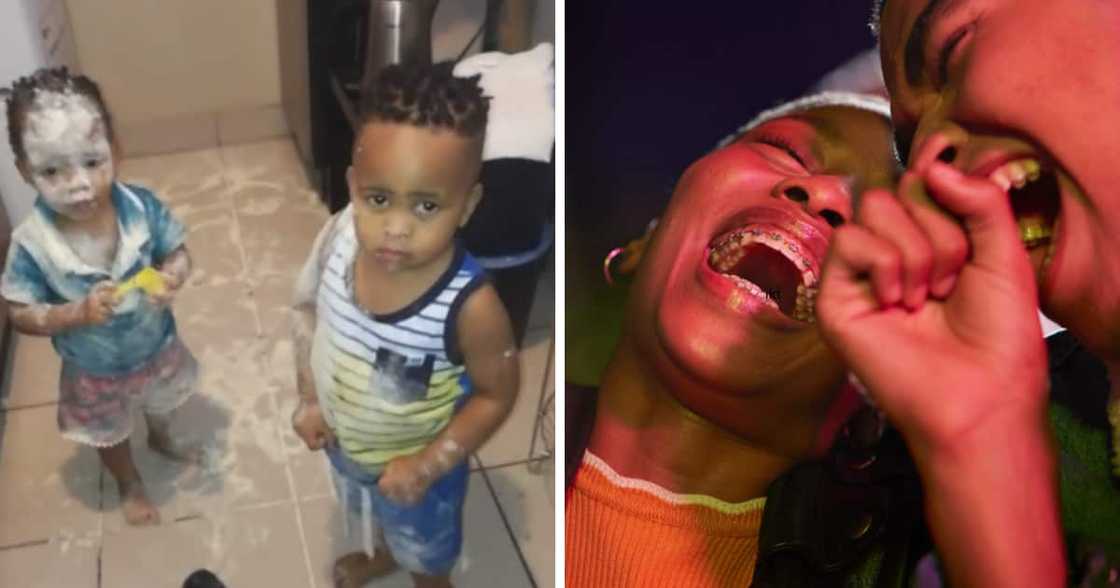 Two toddlers scolded by mom on TikTok for playing with flour Two toddlers scolded by mom on TikTok for playing with flour