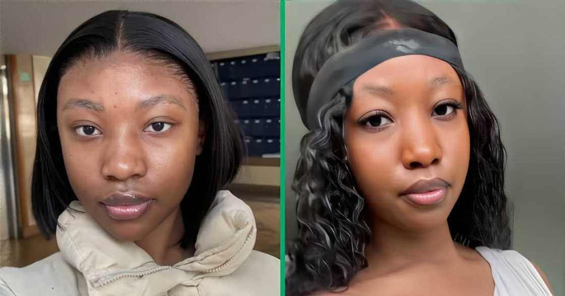 A TikTok video shows a woman unveiling a strong wig glue product. A TikTok video shows a woman unveiling a strong wig glue product.