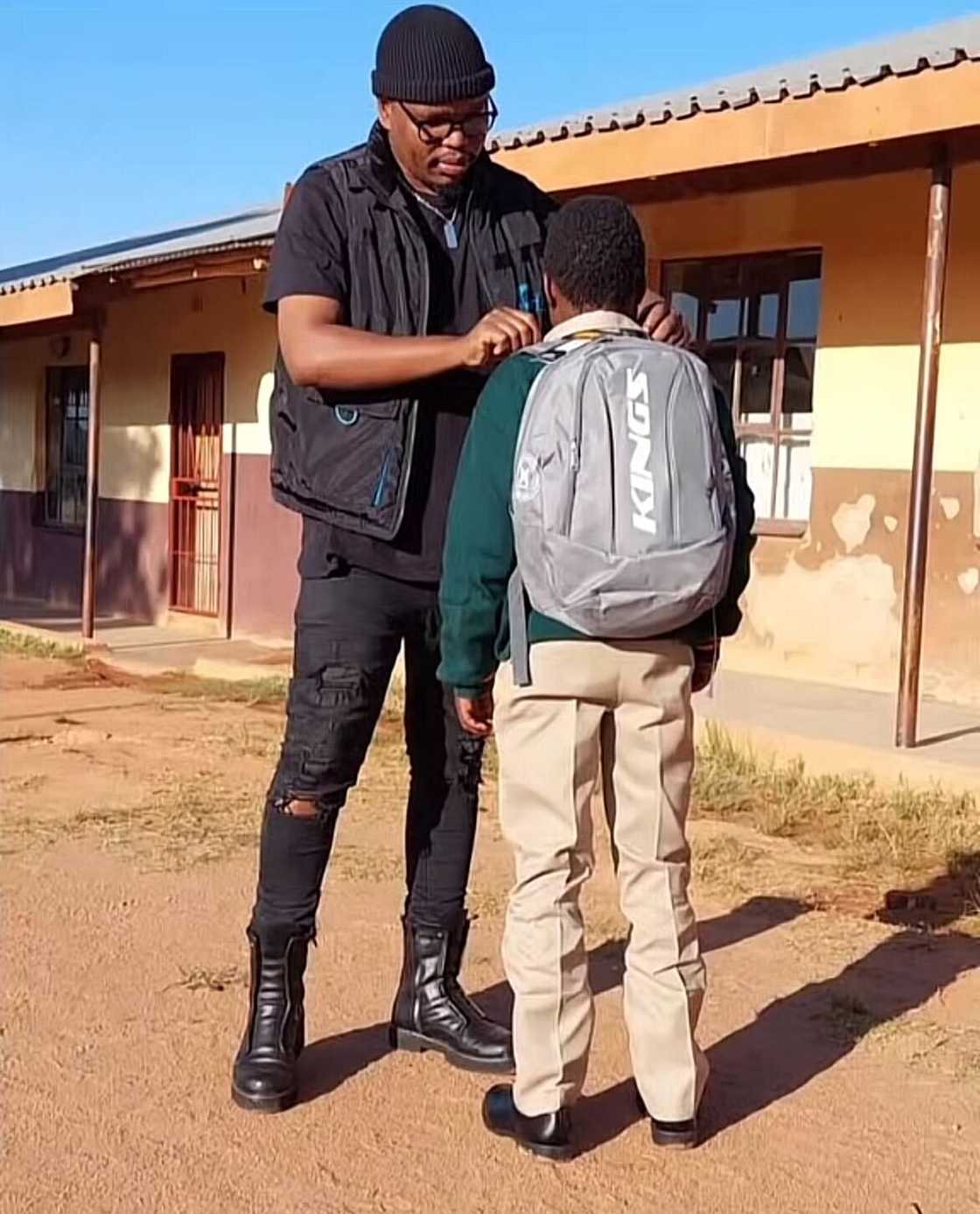 A man surprised a boy with brand-new school shoes in a TikTok video. A man surprised a boy with brand-new school shoes in a TikTok video.