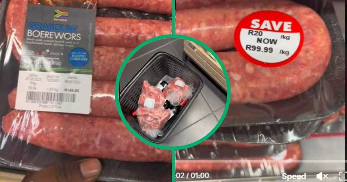 TikTiok video of Woolworth's boerewors price labelling that confused a man TikTiok video of Woolworth's boerewors price labelling that confused a man