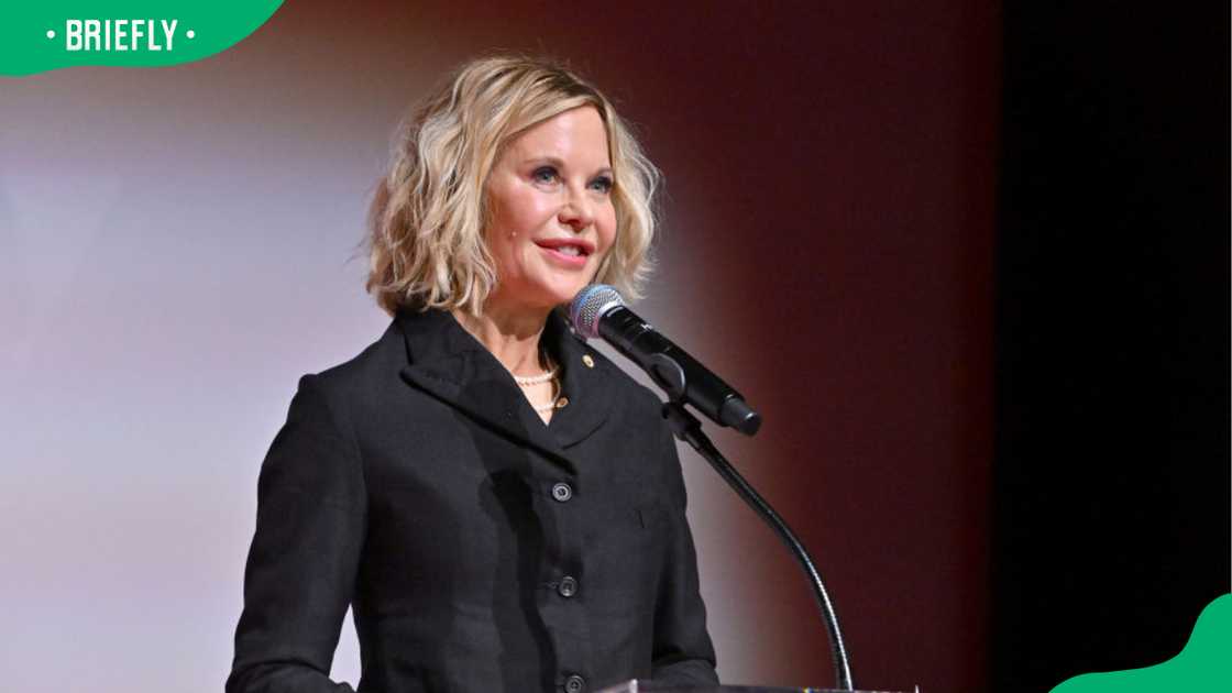 Meg Ryan speaking onstage during the Annette Bening Telluride Film Festival Tribute Event Meg Ryan speaking onstage during the Annette Bening Telluride Film Festival Tribute Event