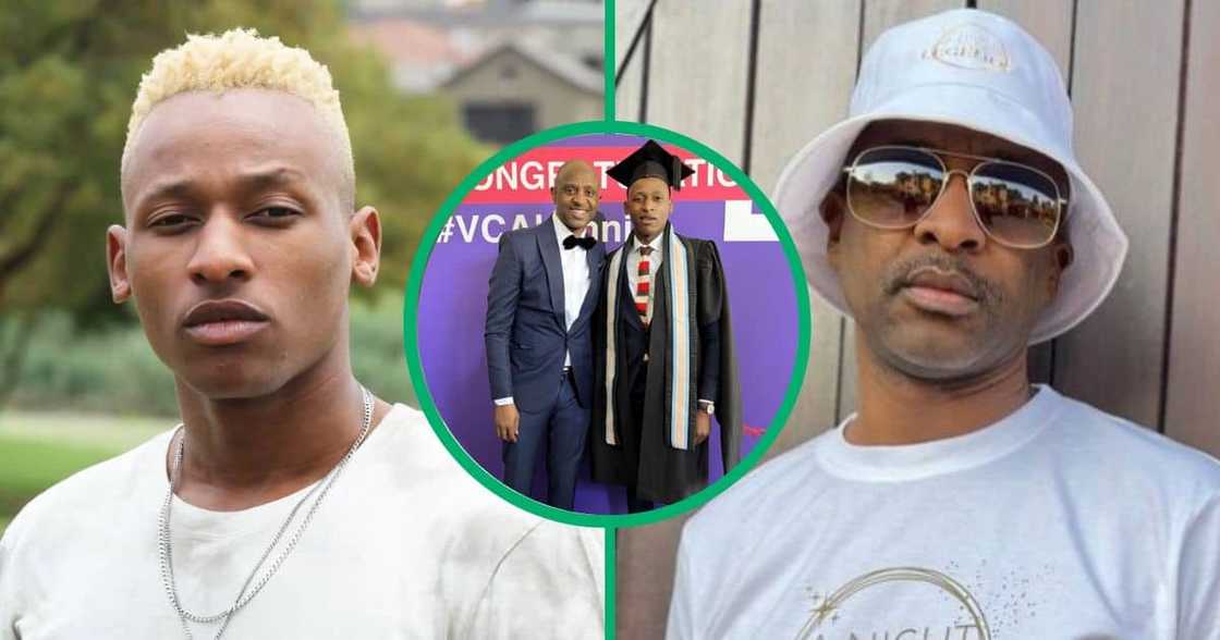 Arthur Mafokate attends his son AJ's graduation at Varsity College.