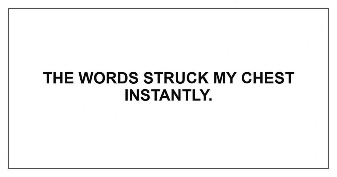 The words struck my chest instantly. The words struck my chest instantly.