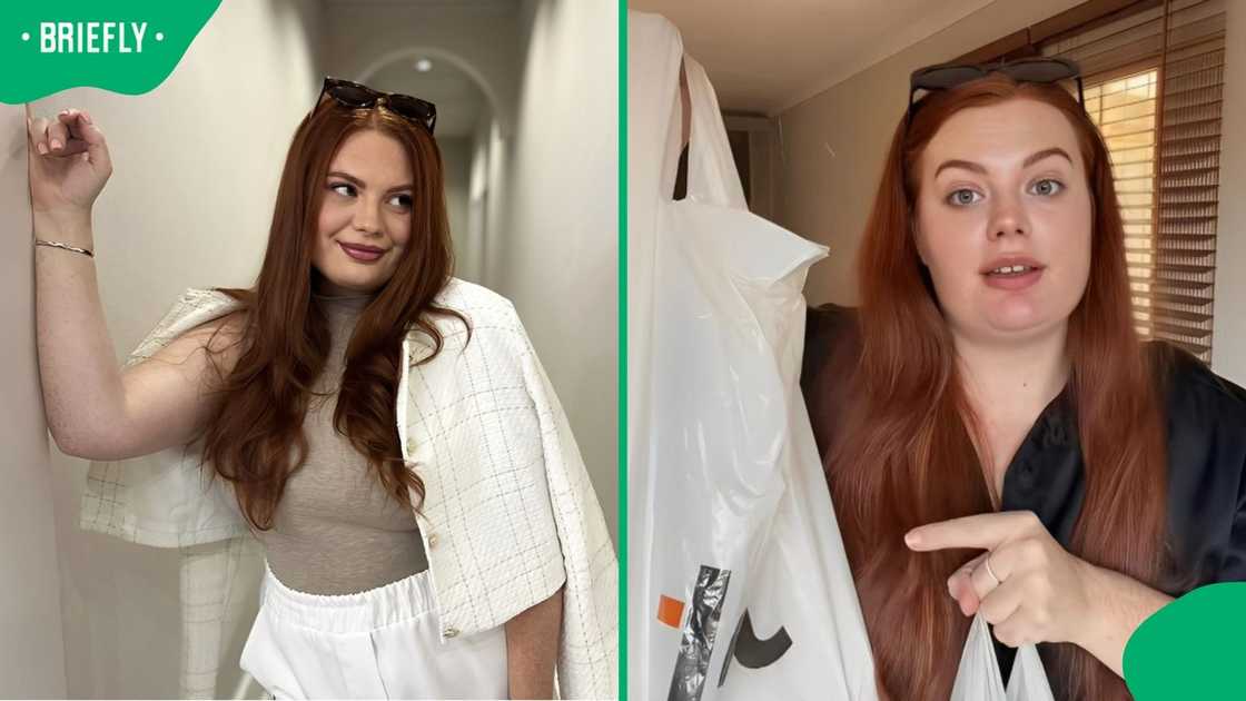 A woman showcased Jet Home items.
