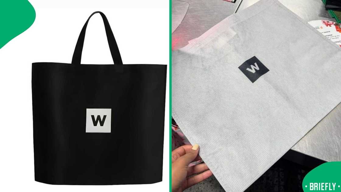 The picture on the left showed the old Woolies black bag