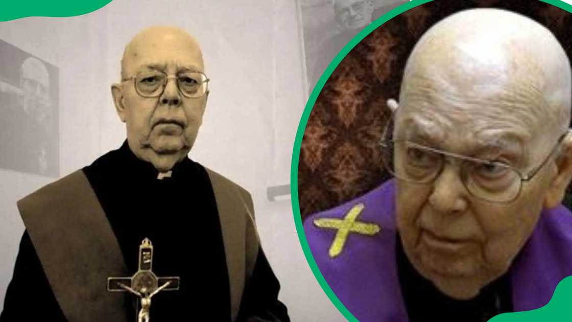 Father Gabriele Amorth posing for a photo Father Gabriele Amorth posing for a photo