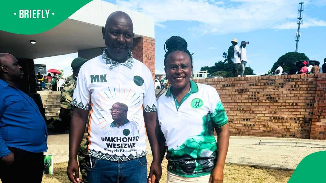 MK Party Mpumalanga convener Busi Mkhwebane welcomed Johan Mkhatshwa as a new party member MK Party Mpumalanga convener Busi Mkhwebane welcomed Johan Mkhatshwa as a new party member
