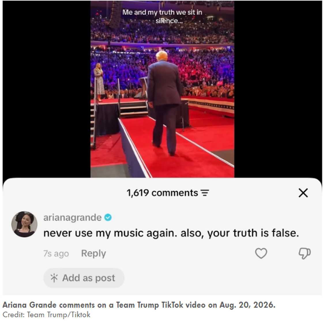 Ariana Grande has hit back at President Trump. Ariana Grande has hit back at President Trump.