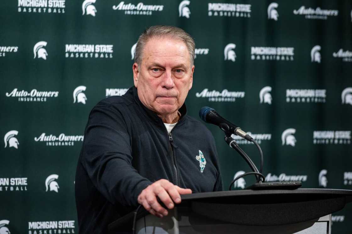 Tom Izzo of the Michigan State Spartans speaks to media Tom Izzo of the Michigan State Spartans speaks to media