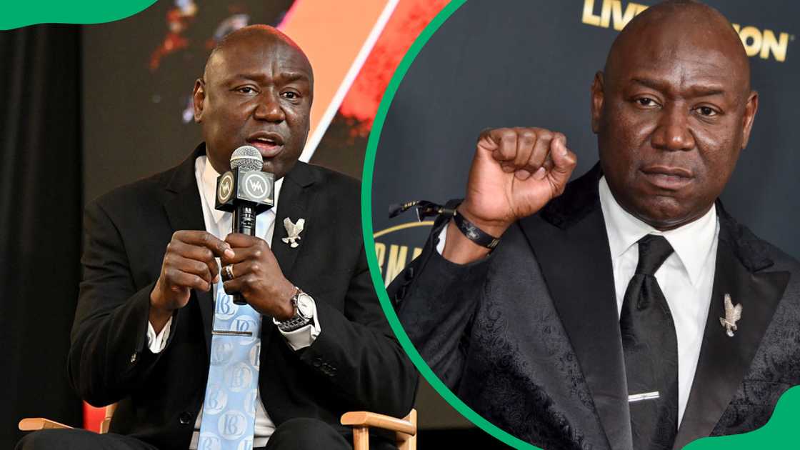 Ben Crump speaks onstage and gestures at the 2024 BMAC Gala held at The Beverly Hilton.
