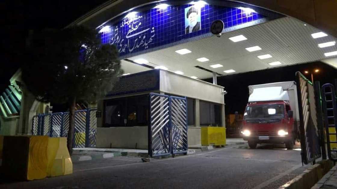 A truck leaving the Natanz nuclear research center in Iran in 2019