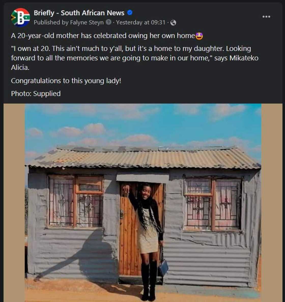 A mother is celebrating owning home at 20. A mother is celebrating owning home at 20.