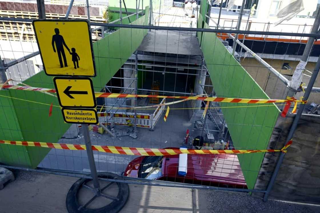Barrier tape at the site of the Espoo footbridge accident Barrier tape at the site of the Espoo footbridge accident