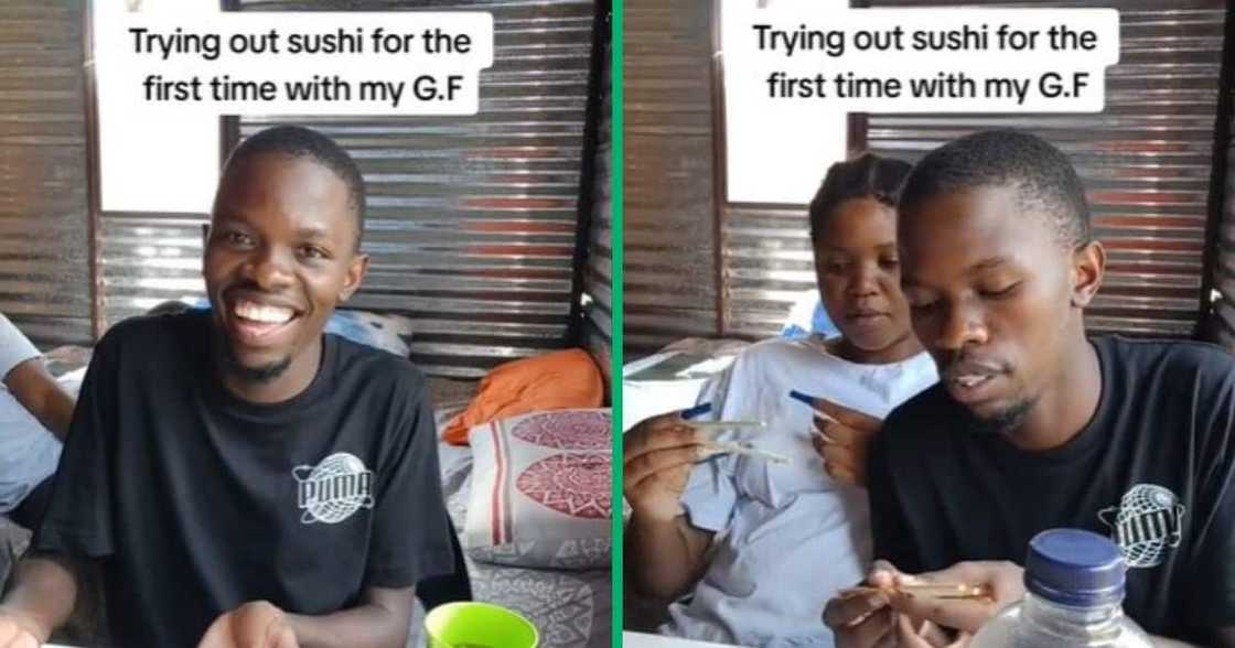 Man in TikTok video eats sushi with gf Man in TikTok video eats sushi with gf