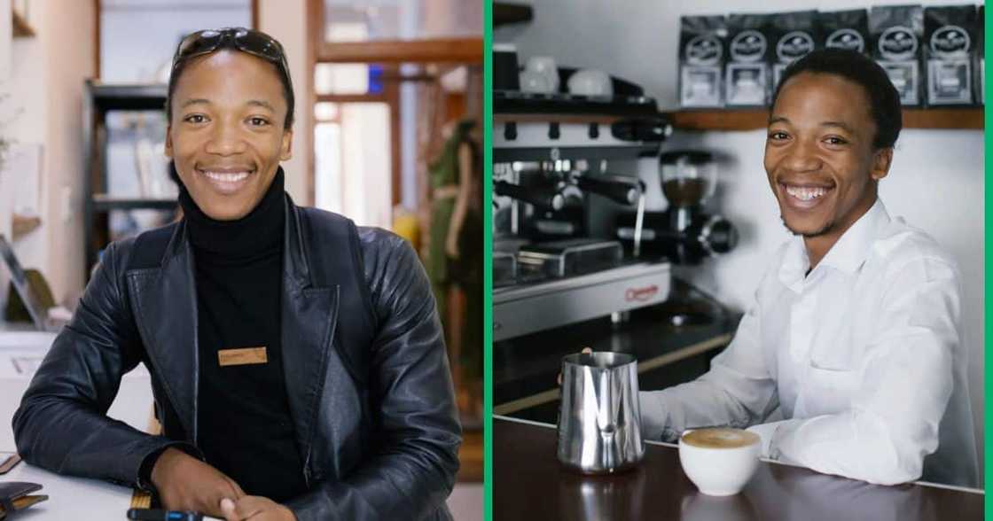 Mhlengi Ngcobo at his coffee shop in Stellenbosch