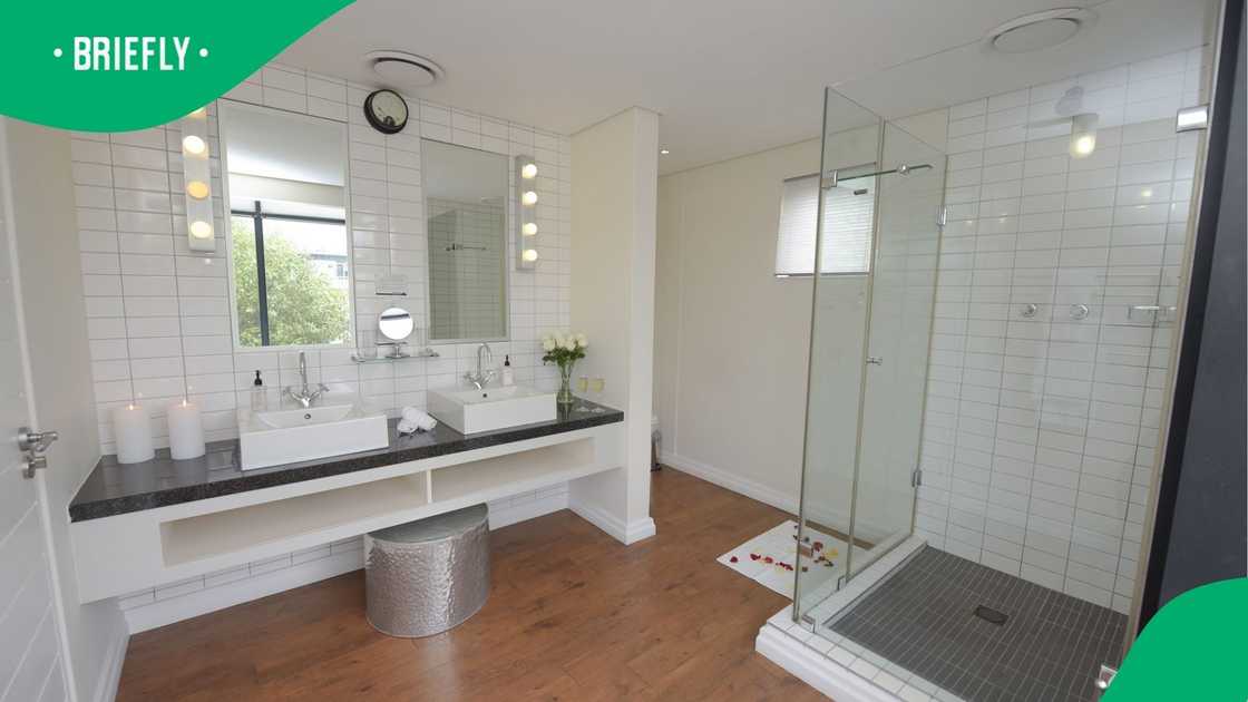 The bathroom of the Turbine hotel, which was transformed from a power station