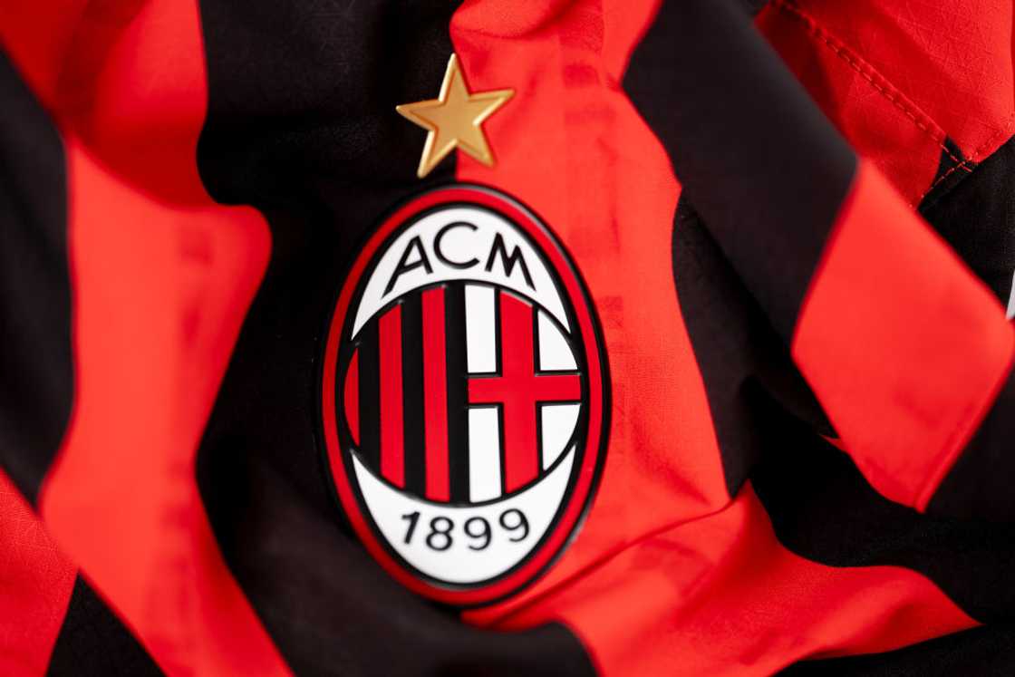 A detailed view of the badge of AC Milan A detailed view of the badge of AC Milan