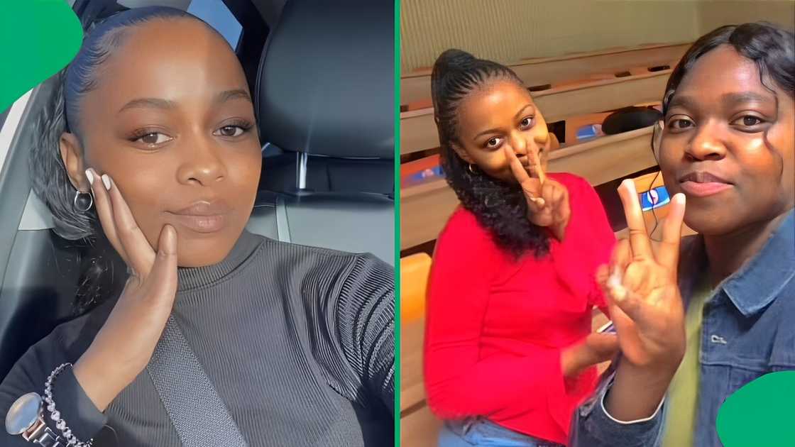 A TikTok video shows a woman celebrating her friend who helped her get a job. A TikTok video shows a woman celebrating her friend who helped her get a job.