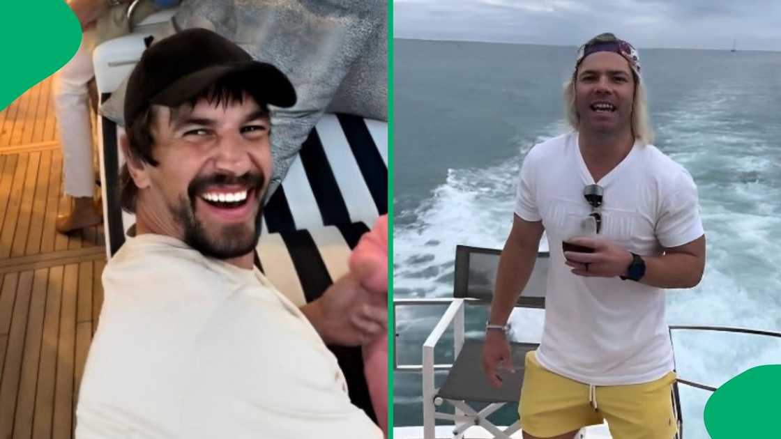 A few Springbok players were enjoying themselves on a yacht.