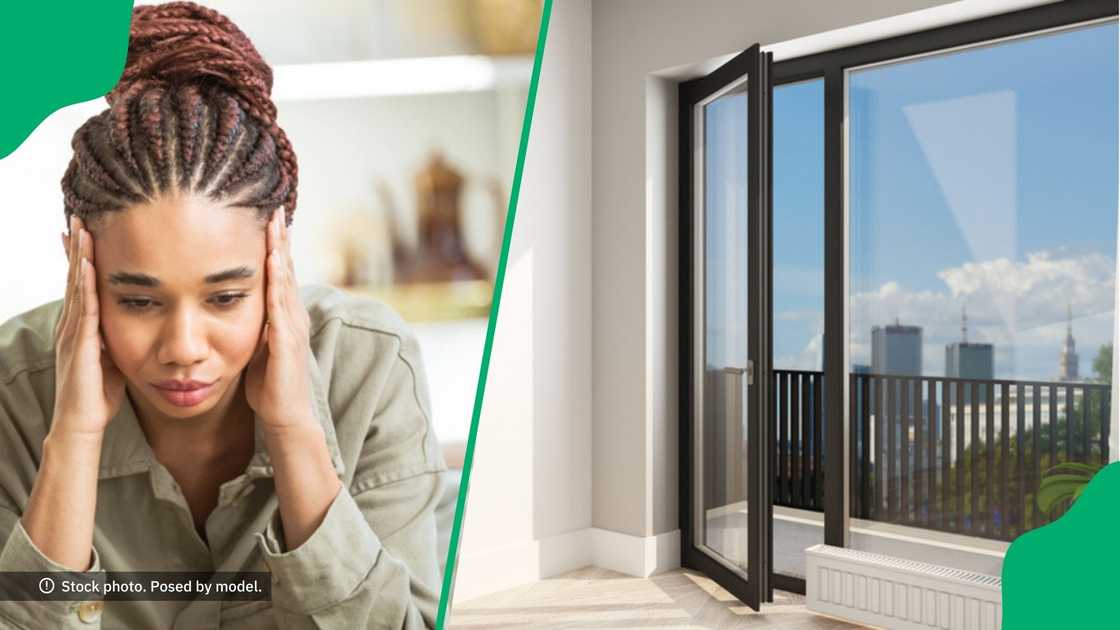 A woman was locked outside on a window ledge, leaving people buzzing online. A woman was locked outside on a window ledge, leaving people buzzing online.