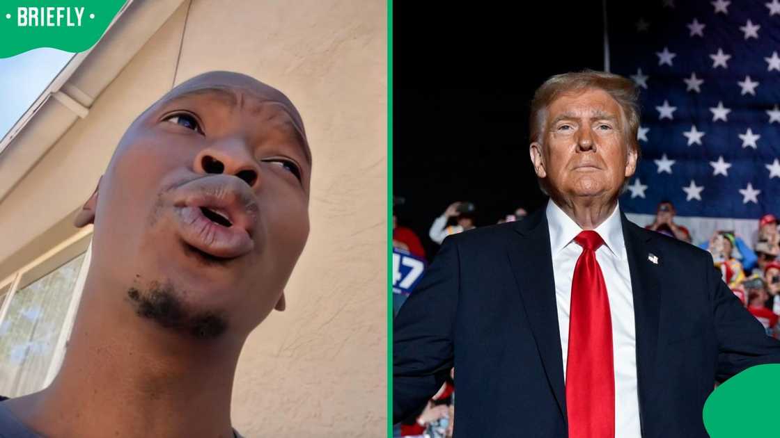 A man imitated Donald Trump.