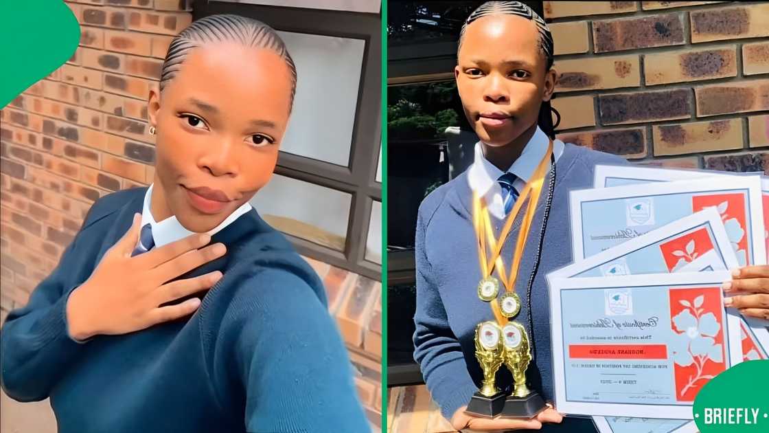 A girl who returned to Grade 11 after disappointing matric results shows off impressive marks.