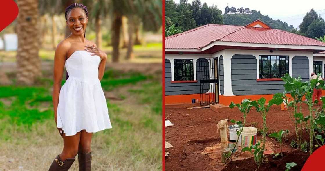 Young lady from Kisii Mildred Bachanga (l), build her parents a magnificent shelter (r). Young lady from Kisii Mildred Bachanga (l), build her parents a magnificent shelter (r).