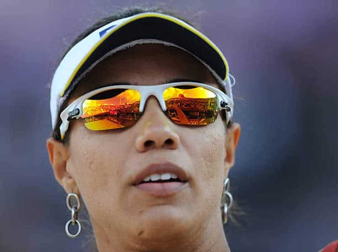 Juliana Silva of Brazil during the Women's Beach Volleyball