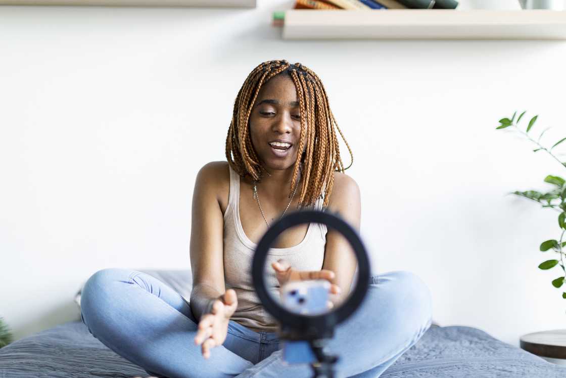 A lady streaming A lady streaming