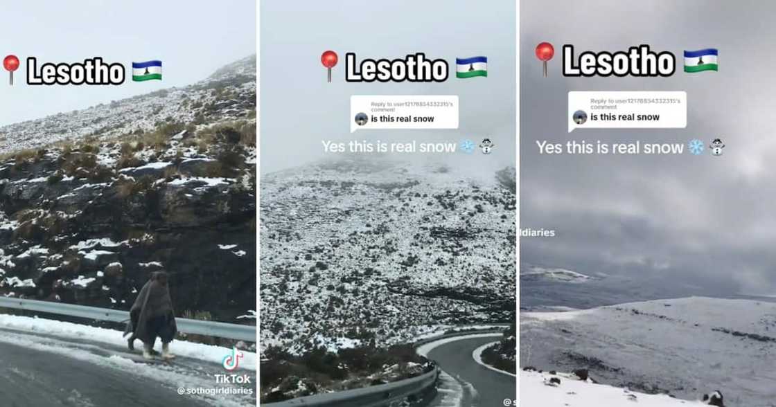 A video showing the beautiful landscape of Lesotho covered in snow A video showing the beautiful landscape of Lesotho covered in snow